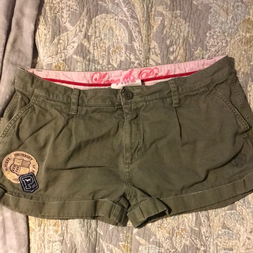Pink Victoria Secret Olive Green Shorts